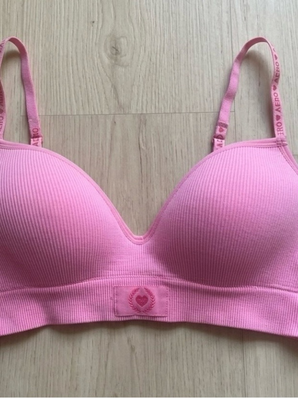 Aeropostale Pink Ribbed Wireless Padded Bra Top